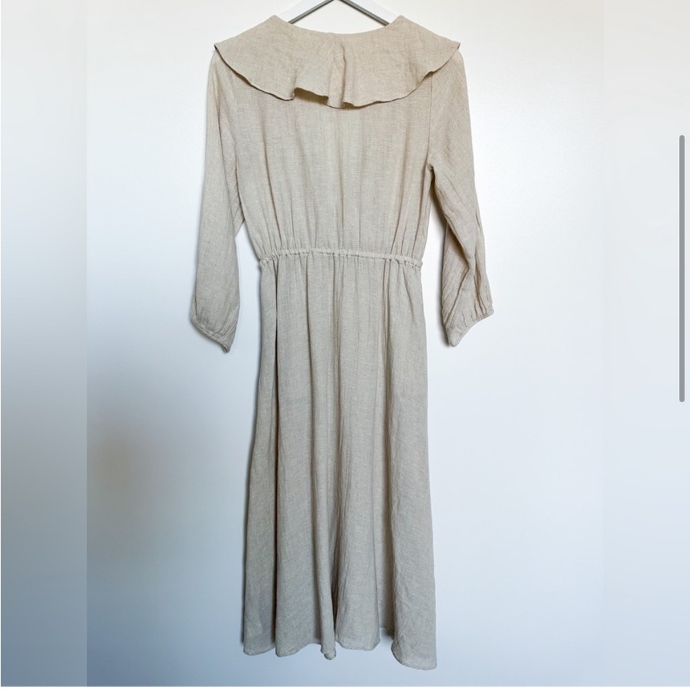 NEW Madewell Linen-Cotton Ruffle-Neck Midi Dress Small